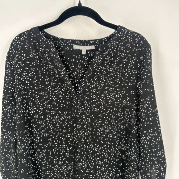 Daniel Rainn Koda Split Neck Rain Drop Polka Dot Blouse Black & White Size Small - Picture 7 of 16